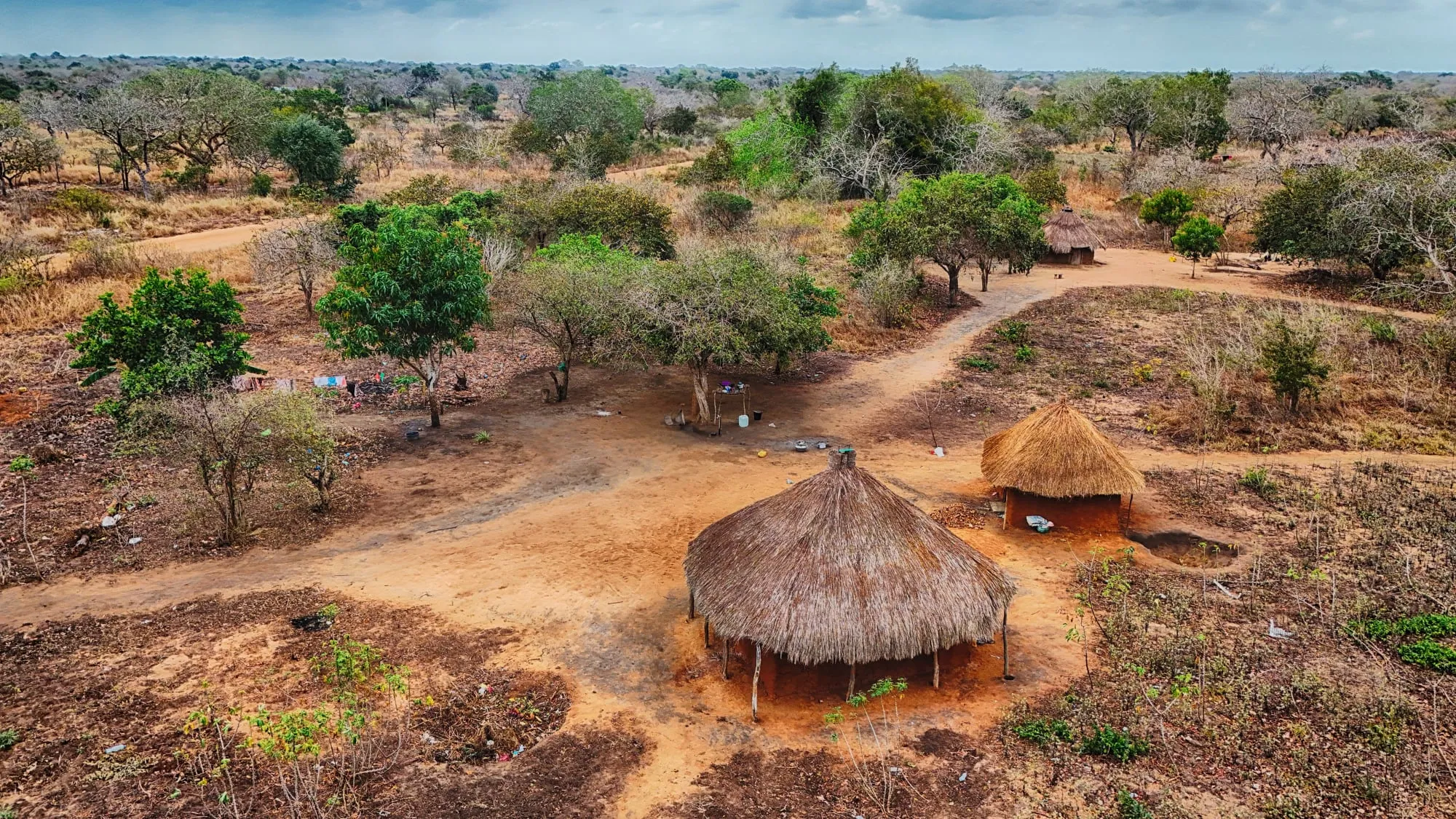 A thatched lodge on the red dunes above Vilankulo